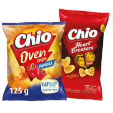 Chio pom-bär, heartbreakers, kettle cooked, mixplosions, oven baked chips, popcorn of popchips